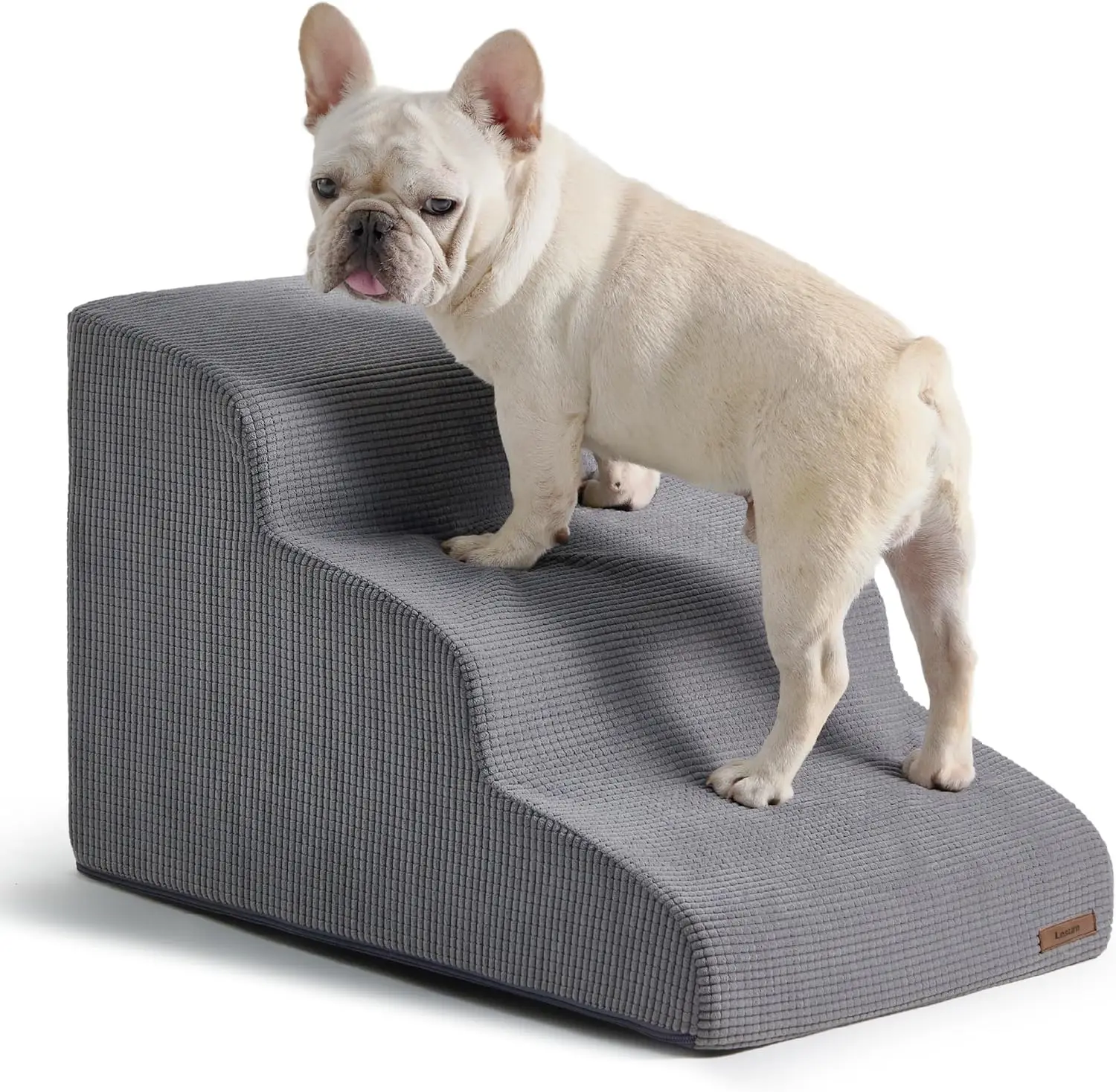 Dog Stairs for Small Dogs-3 Steps Dog Ramp for Bed and Couch with CertiPUR-US Certified Foam, Pet Steps with Non-Slip Bottom