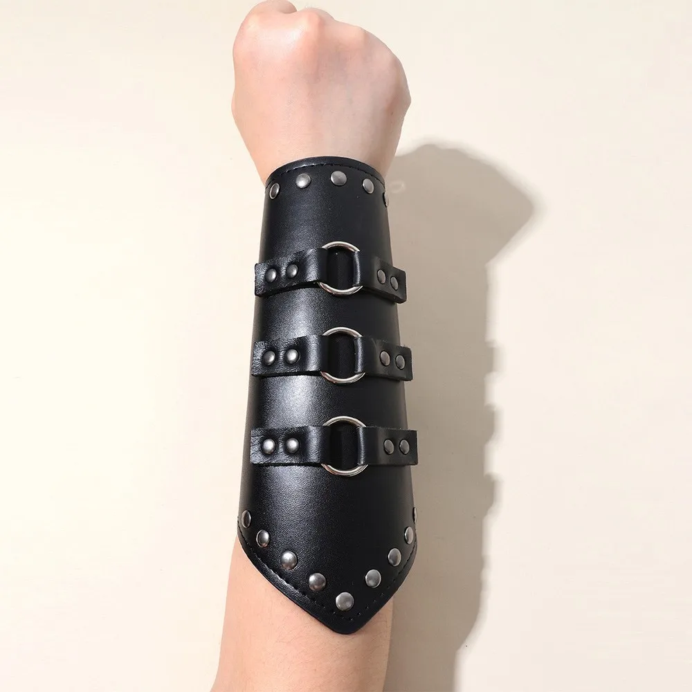 Leather Armor Arm leather bracelets leather bracelet 1Pc Cosplay Leather Armor Arm Cosplay Bracer Pirate Knight Gauntlet Wristband Bracer Accessories New Men's Bracelet