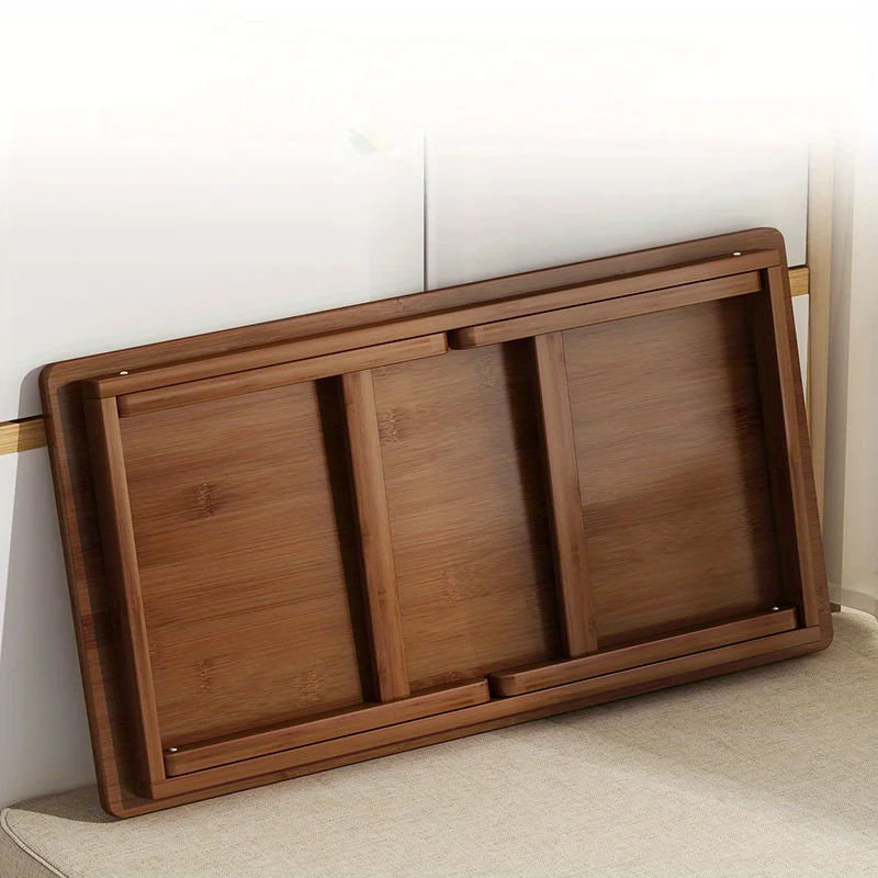 Versatile Foldable Coffee Table Bamboo Top Contemporary Style for Bay Window Balcony or Study Area side table c shaped end table for couch bed tv tray for eating on couch small end tables small spaces easy assembly