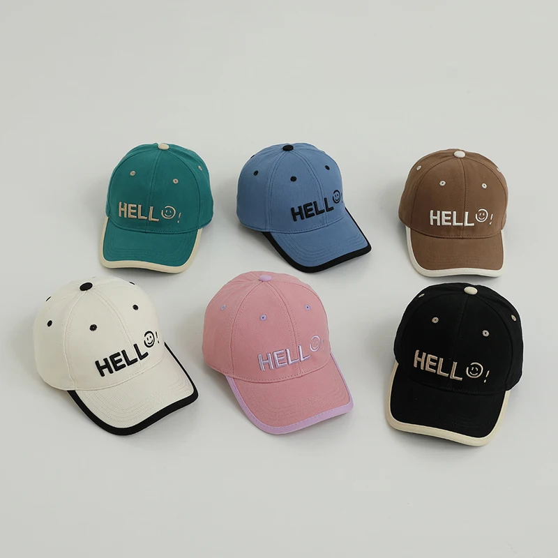 

Spring Summer Baby Baseball Hats Cartoon Smile Letter Pattern Outdoor Children Sun Hat Cotton Peaked Caps For Kids Boys Girls