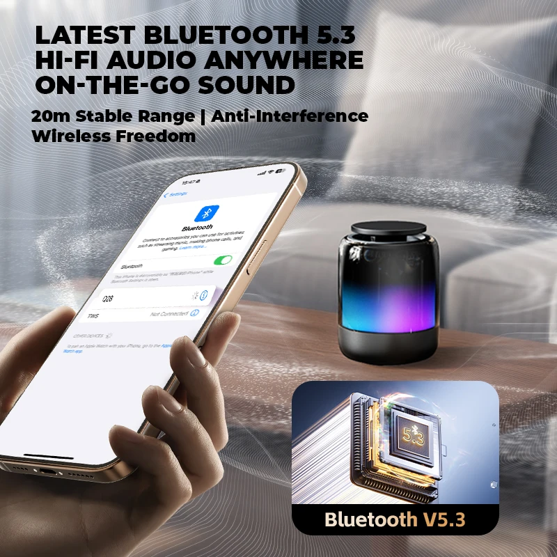 4 in 1 Desktop Magnetic Phone Holder & Bluetooth 5.3 Speaker & RGB Rhythmic Lamp & Radio 3D Stereoscopic Sound Smartphone Mount