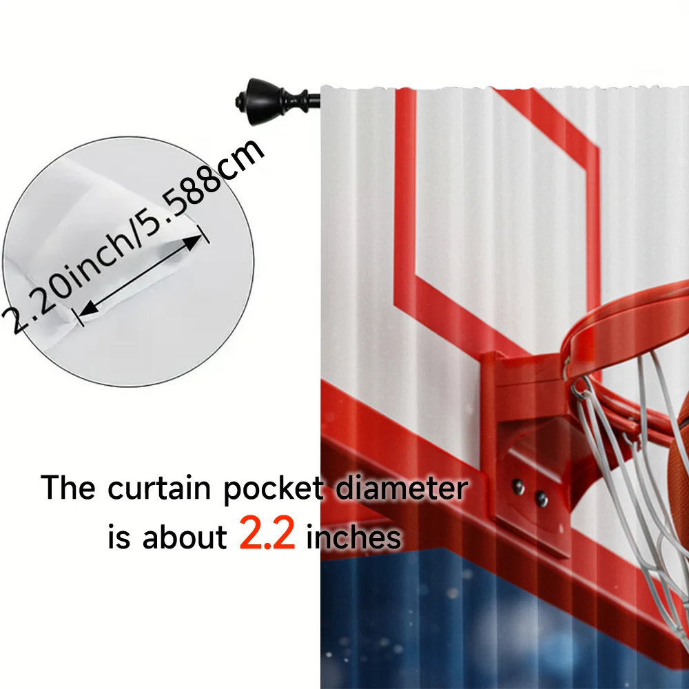 2pcs, 2D flat Curtain basketball 100% Polyester,Without Electricity Festive Backdrops for Holiday Party, General Celebration 5