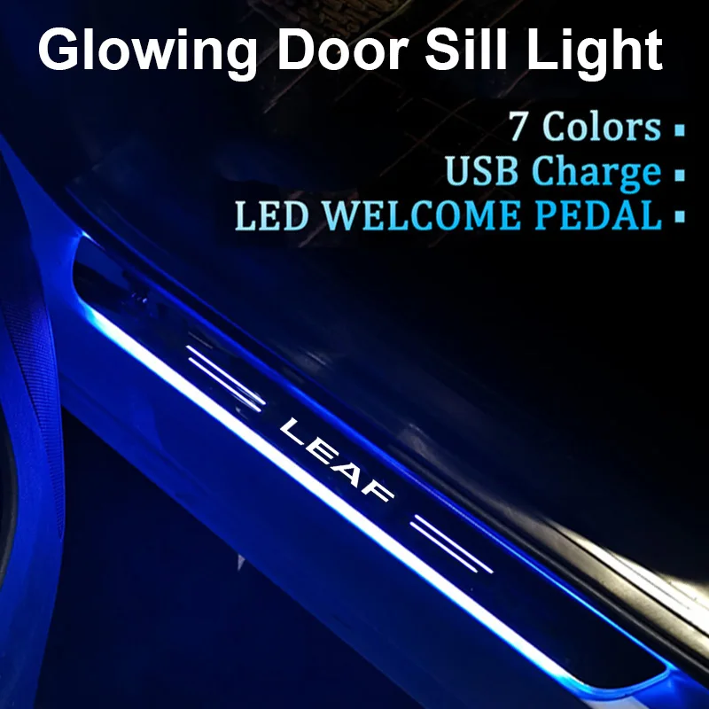 

Illuminated Decorative Stickers for Nissan Leaf Door Sill Pathway Styling Rechargeable Wireless Sill Trim Illusory Color Light