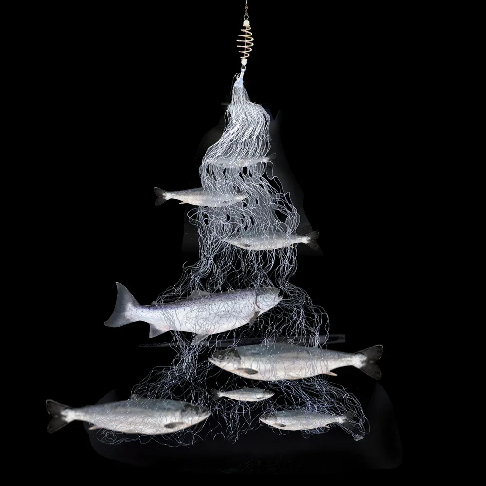 Multi Size Fishing Net Trap Mesh Luminous Bead Netting Sea Fish Net Tackle Design Copper Shoal Cast Gill Feeder for Fishing