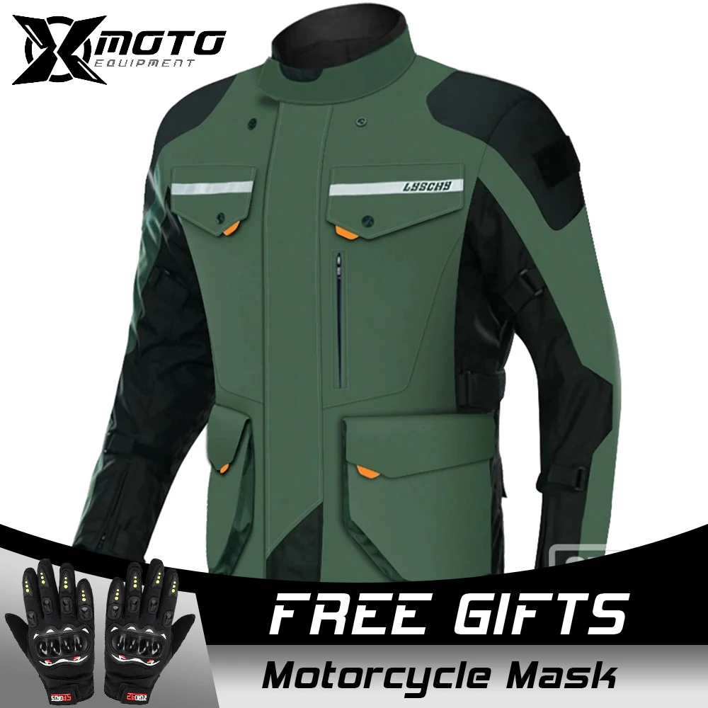 

Motorcycle Cold-proof Waterproof Jacket Suit Men LYSCHY Winter Motorbike Riding Moto Jacket Protective Gear Armor Clothing Pants