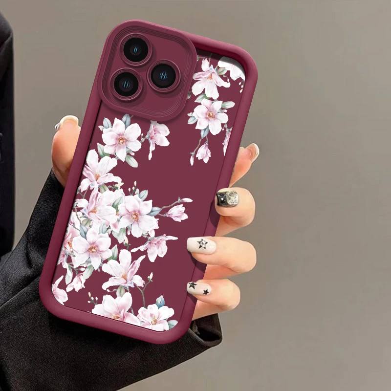 Elegant Floral Soft Silicone Matte Phone Case Cover