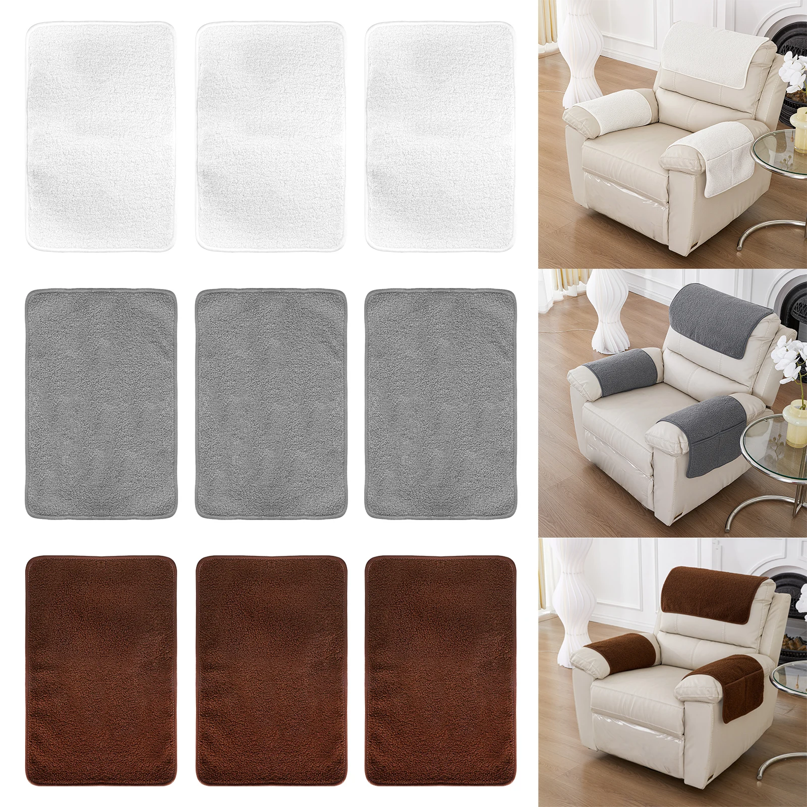 

3Pcs Sofa Headrest Cover Soft Polyester Recliner Headrest Protector Wear Resistant Recliner Headrest Cover Anti-Fade Sofa