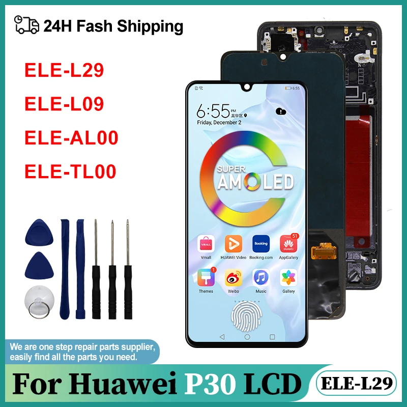 Ecran Remplacement pour Huawei P30 ELE-L09 ELE-L29 + Outils + Colle