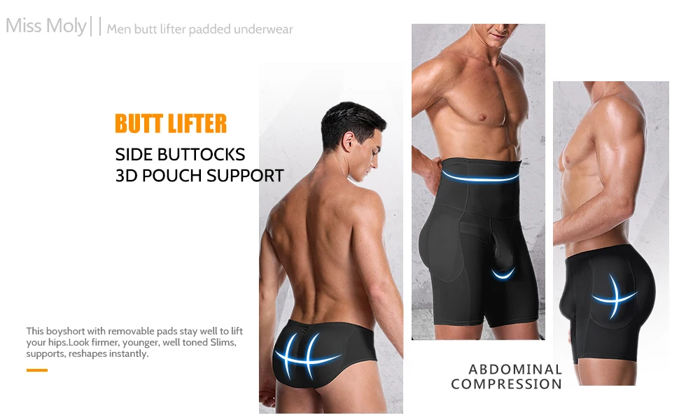 Men's Padded Butt Lifter Shapewear Boxers