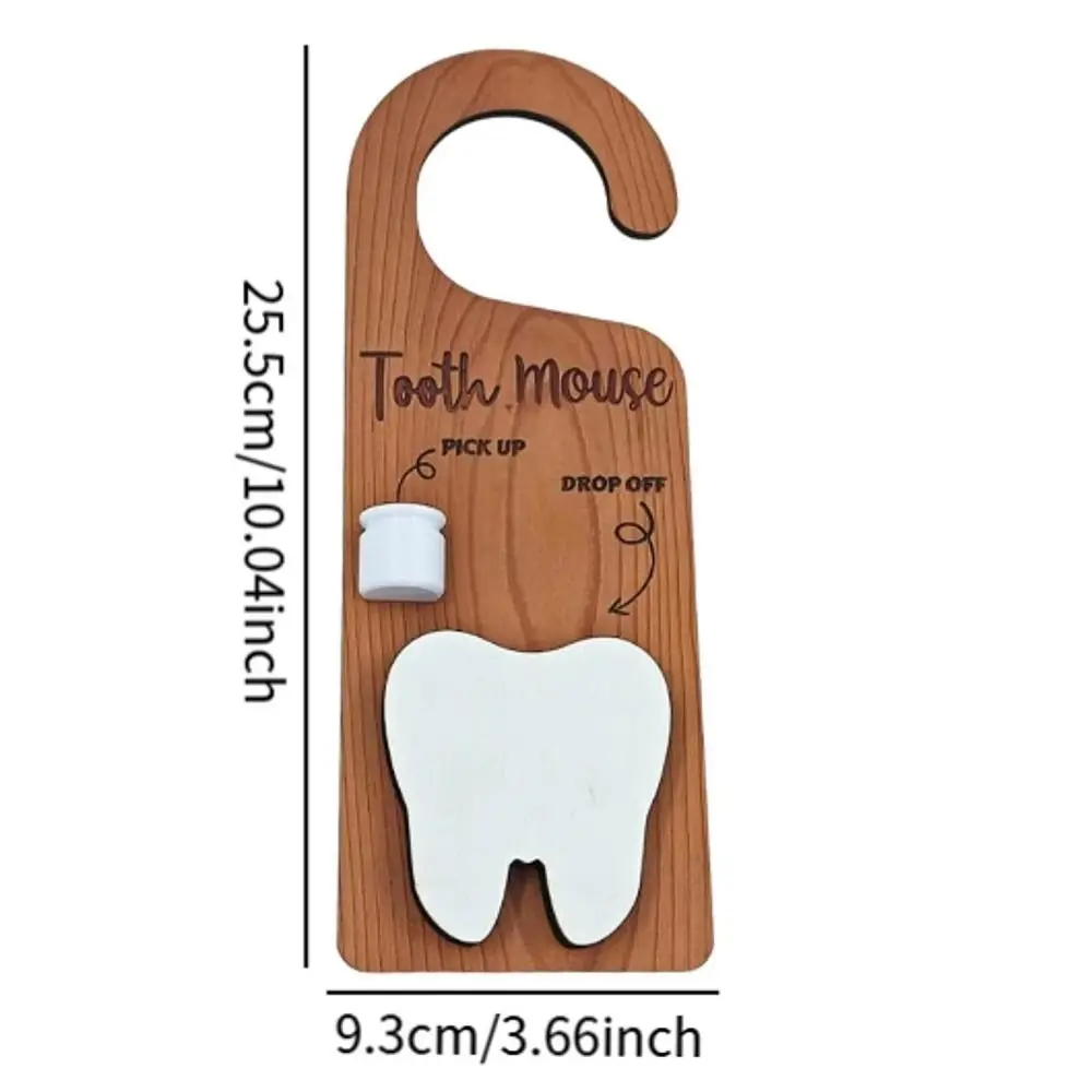 Wooden Tooth Door Hanger Encourages Tooth Care Decorative Tooth Keepsake Container Tooth Fairy Tooth Mouse Door Hanging Decor