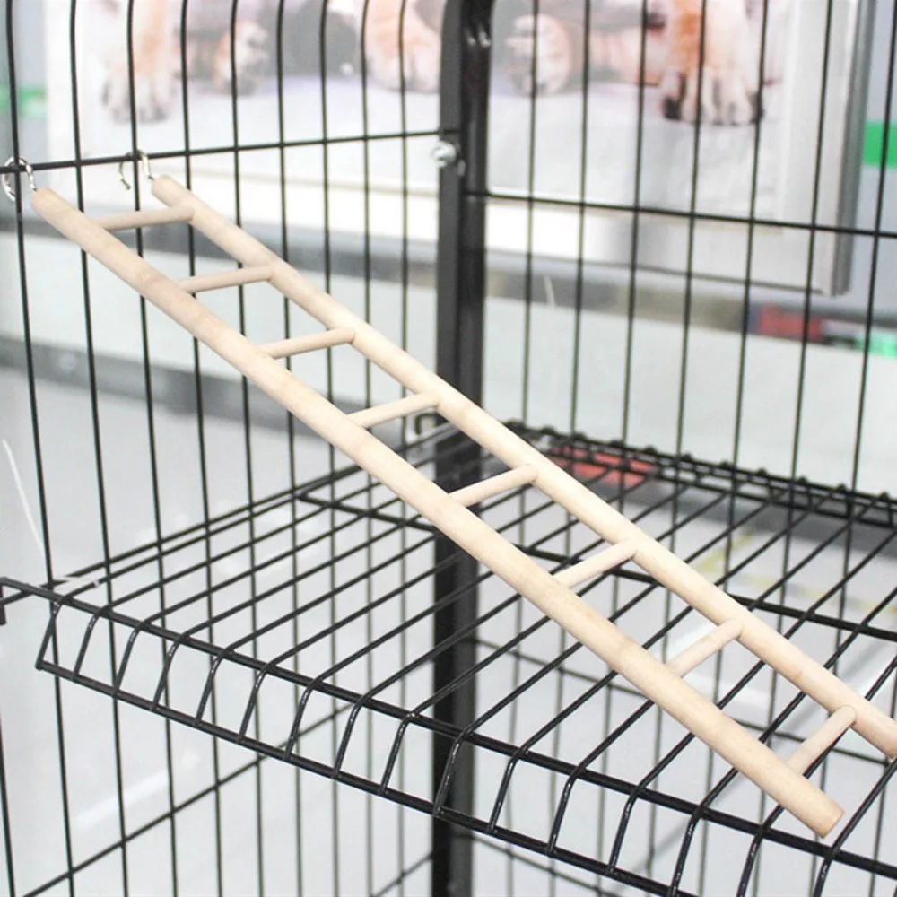 Chicken Coop Accessories Yu's North Bird Wooden Ladder Bridge, Ladders Swing Chewing Toys, Hanging Pet Cage Accessory, Perch Training Toys For Parrot Budgies Cockatiels Parakeet (Log Wood Irregular 15 Step) (BL1 Budgie