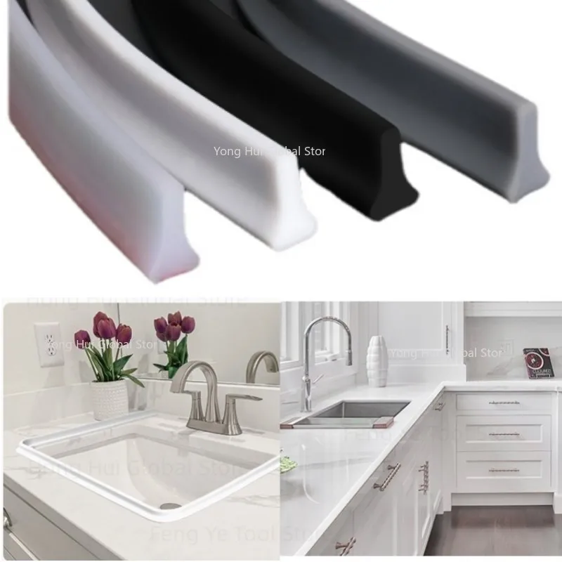 Silicone Bathroom Water Stopper Shower room Dry Wet Separation Blocker Self Adhesive Bendable Water Dam Flood Barrier