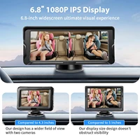 Автомобильная детская камера, двухканальный 6,8-дюймовый дисплей 1080P с 2 ИК-ночными камерами и 150 °   Широкоугольная автомобильная детская камера — изображение 6