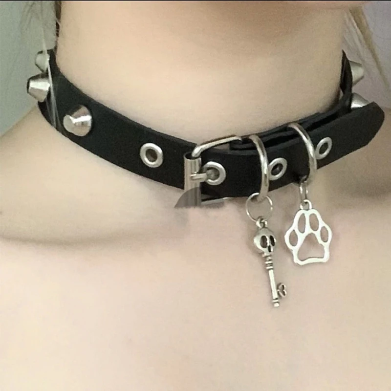 Trutyi ékszer Cica Szöghúzó villásvég Rövid lánc Punk charms Stramm kulcs Medál necklaces számára Nők Gótok kiegészítők Koreai Megmunkalás necklaces