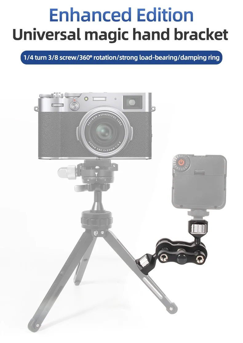 Description Picture 2 of itemBEXIN TM-5 Articulating Magic Arm with Dual Ball Head for Tripod Phone Clip 1/4" Screw for LED Light LCD Monitor Microphone