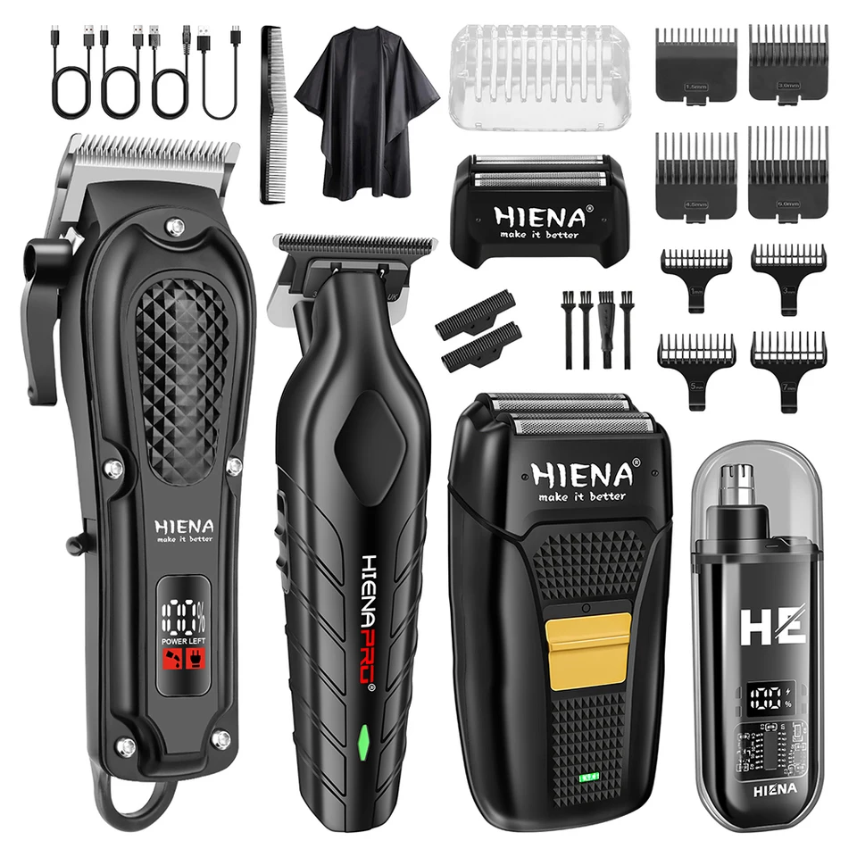 hiena Finish Machine Professionele elektrische tondeuse, oplaadbare baardtrimmer voor mannen, scheerapparaat, haartrimmerset_voghion.com
