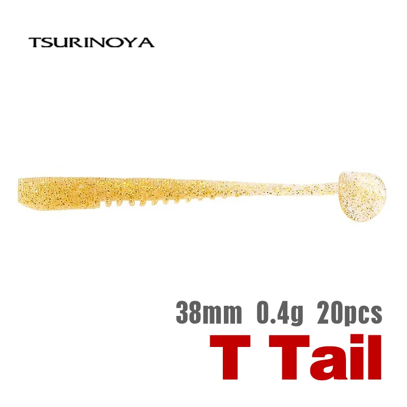TSURINOYA T Tail Soft Bait Fishing Lure FLEX 38mm 0.4g 20pcs Light Game Artificial Silicone UV Soft Baits For Ajing Rockfish
