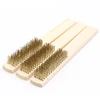 1pcs Wood Handle Brass Wire Copper Brush for Industrial Devices Surface/Inner Polishing Grinding Cleaning 6x16 Row Brushes 5
