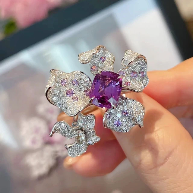 Purple Amethyst Cocktail Ring Size 7