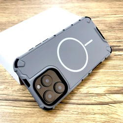 Luxury Shockproof Armor Matte Case with Magsafe Wireless Charging Compatibility - iPhone 15 Plus (Light Gray)