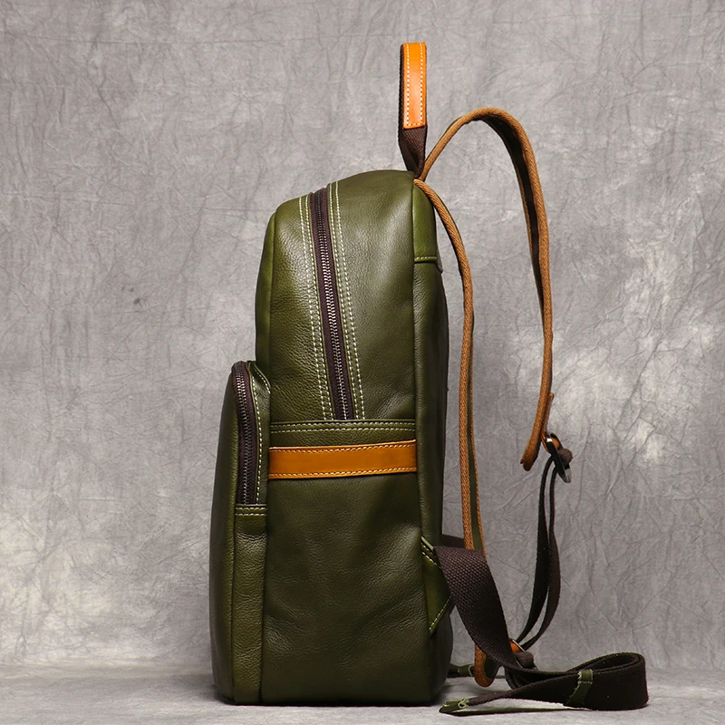 Men's Genuine Leather Travel Backpack Leisure College Teenager Backpacks School Backpack Man 15" Laptop Bag Leathfocus 3