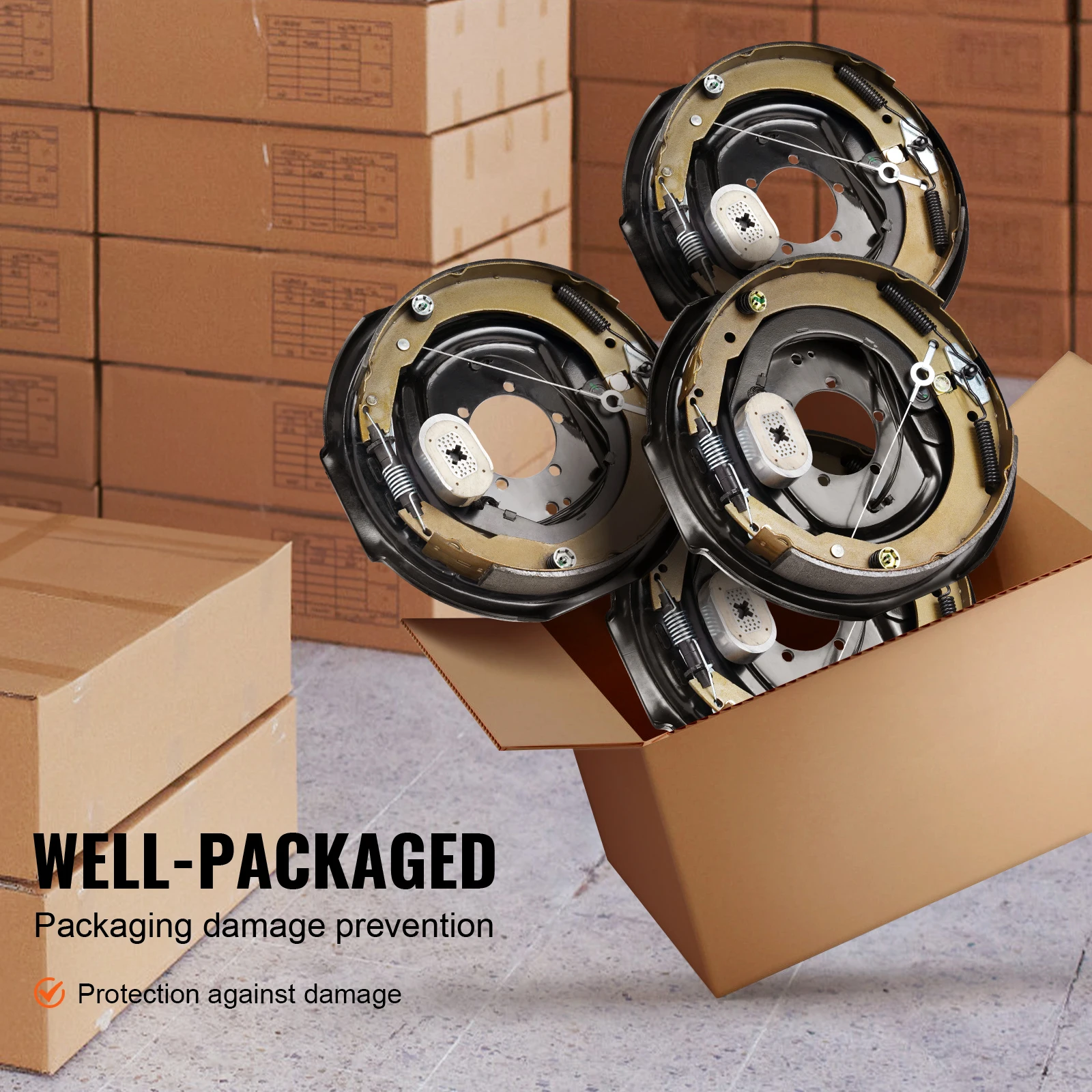 SucceBuy Electric Trailer Brake Assembly 12"x2" 2 Pairs Self-Adjusting Electric Brakes Kit for 7000 pounds Axle 5-Hole Mounting