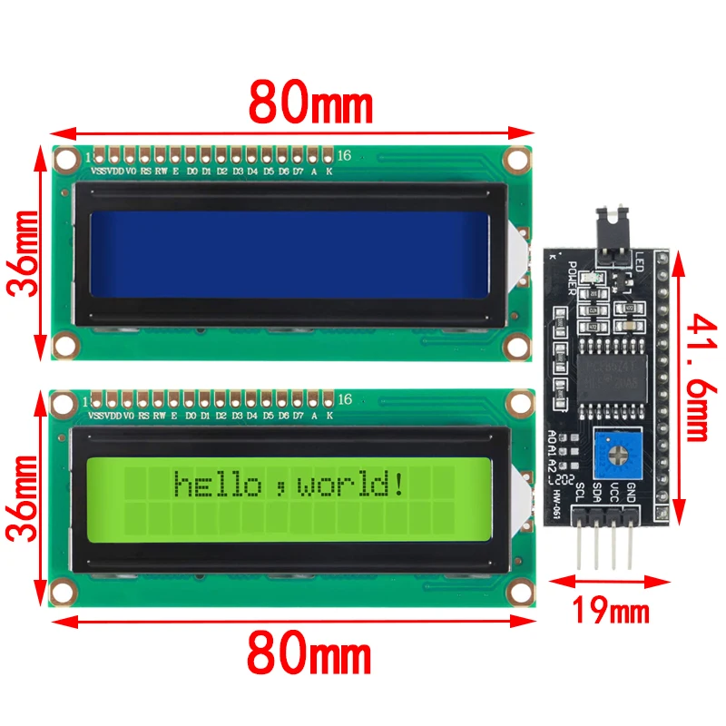LCD Display Module LCD module Blue Green screen IIC/I2C 1602 for arduino 1602 LCD UNO r3 mega2560 LCD1602+I2C