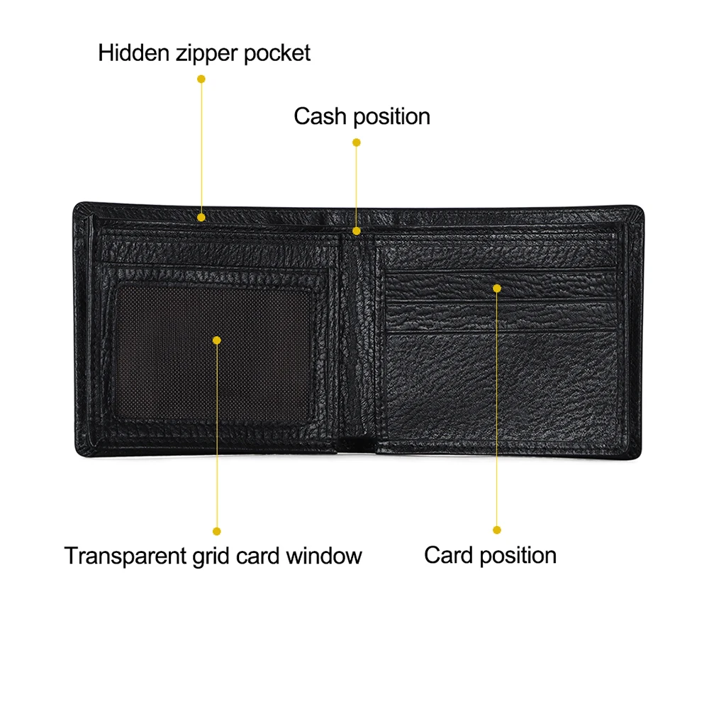 Leather men's wallet business retro black Coin purses men's rifd classic style luxury wallet short Card holder money clip