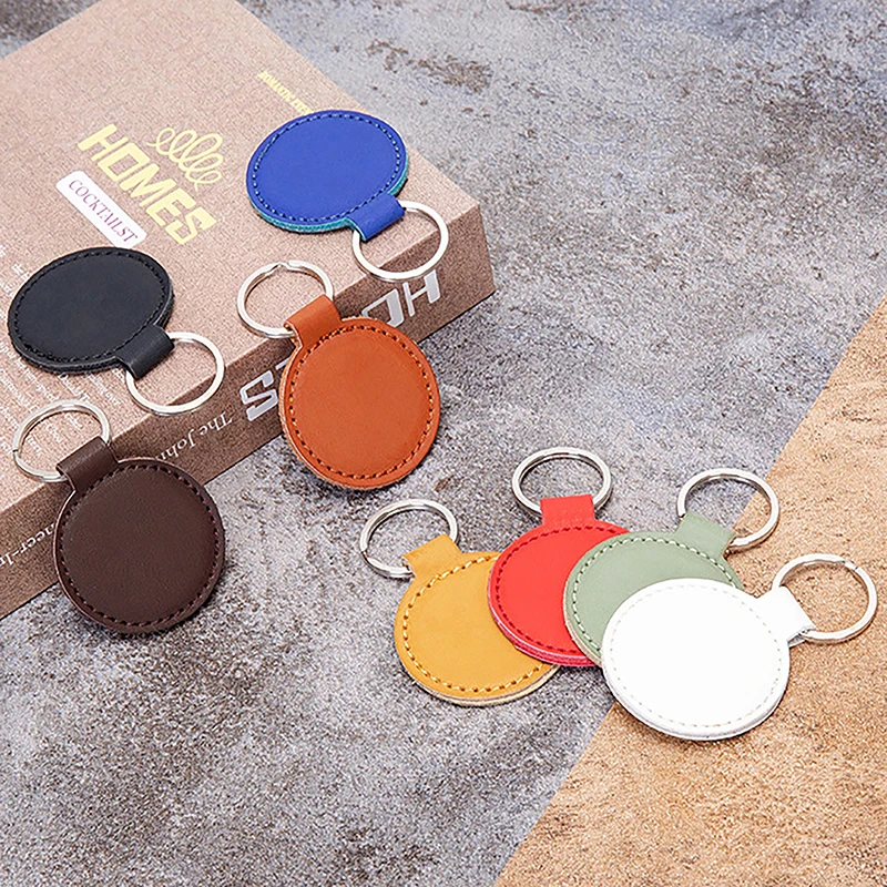 

Minimalist Fashion PU Leather Round Wristlet Keychain For Women Vintage Key Covers House Keys Waist Strap Keyholder Gift