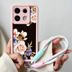 Floral Wrist Chain Lanyard Phone Case Cover - Redmi 11A (499 - PinkSS)