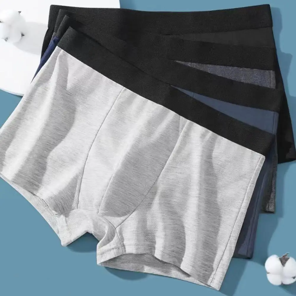 

Men Boxers Underwear Soft Summer Ultrathin Breathable Elastic Solid Panties Mid Waist Patchwork Loose Comfortable Cooling Male