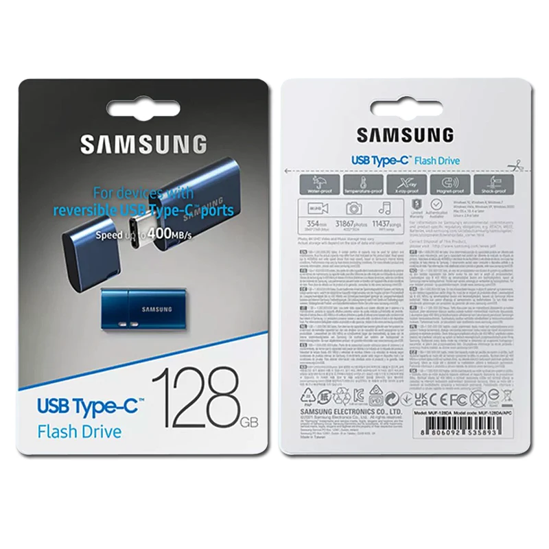USB Type-C Flash Drive Samsung 64GB-256G Metal Water-proof For Smartphone Tablet Computer
