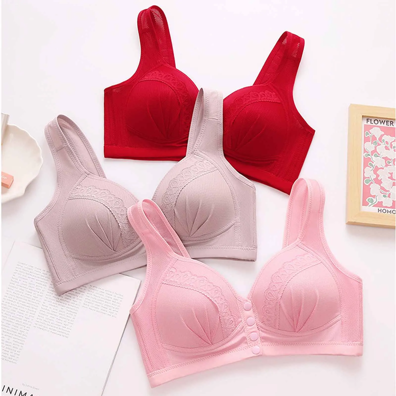New Front Button Breastfeeding Bra without Steel Ring Thin Size Comfortable and Traceless Pregnant Women's Bra 2