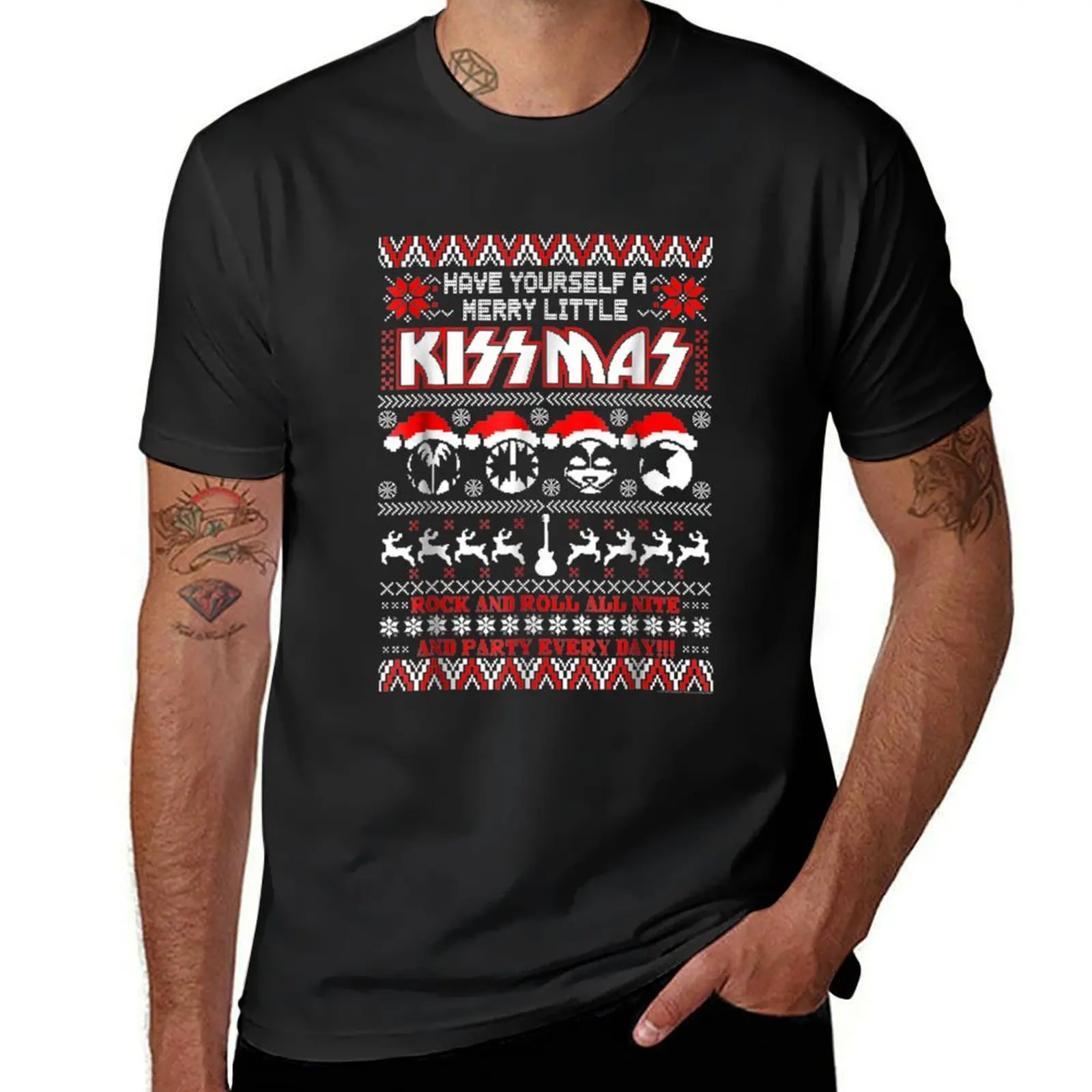 KISS - Merry Little KISSmas T-Shirt blacks korean fashion boys animal print tees mens graphic t-shirts funny