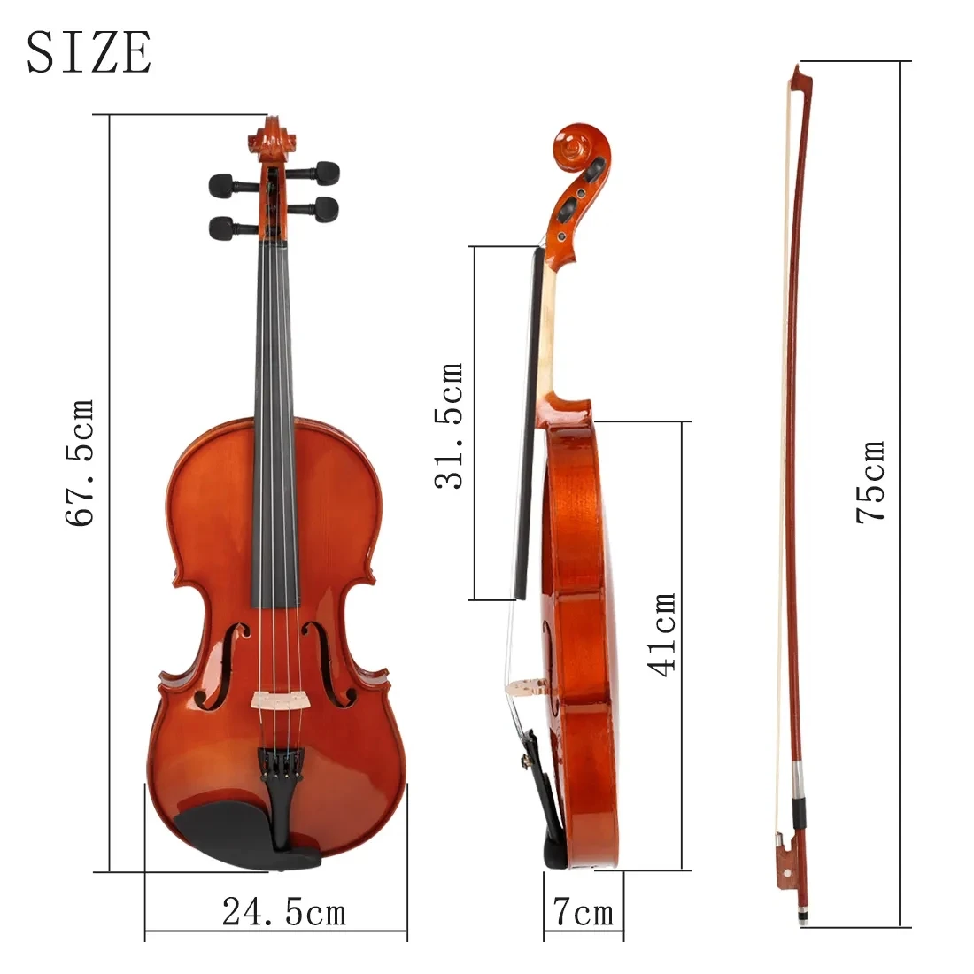 Astonvilla 16 Inch Viola VA-35 Spruce Panel Acoustic Viola with Case/Bow/Shoulder Rest/Strings/Tuner/Cleaning Cloth Accessories