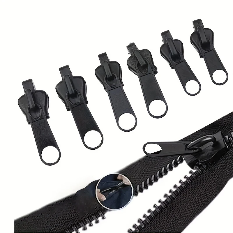 6Pcs 3 Sizes Universal Instant Fix Zipper Repair Kit Replacement Zip Slider Teeth Rescue New Design Zippers Sewing Clothes