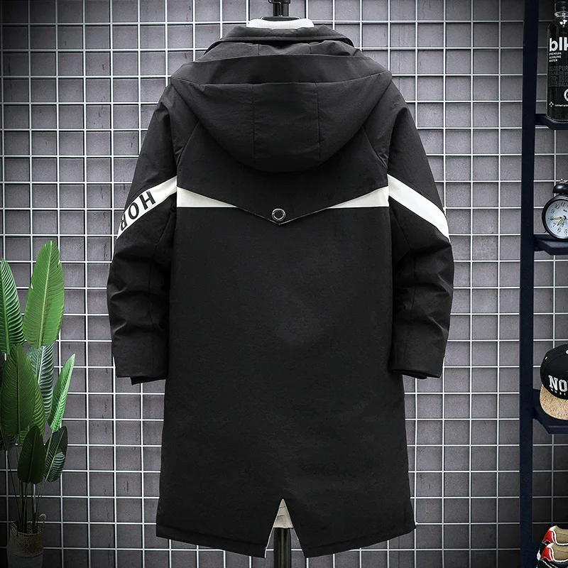

LBL Mens Long 90% White Duck Down Jacket Coat Luxury Brand Winter Solid Black Parkas Men Thick Warm Slim Fit Male Overcoats
