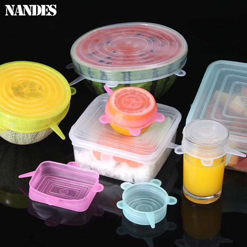 Stretch Silicone Covers Airtight Food Wrap Covers Keeping Fresh Seal Bowl 6PCS food cover,fresh keeping cover,preservation cover,bowl cover
