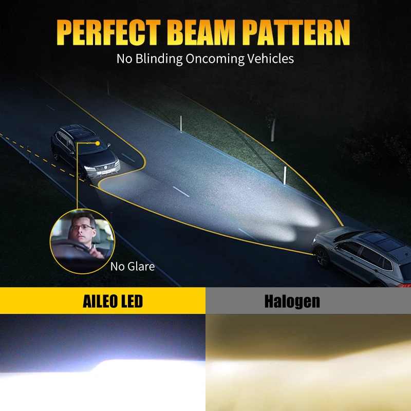 2 Pcs H11B LED Headlight Bulb 6000K Super Bright CSP 1:1 Mini Dedign With Fan Wireless Plug And Play 12V For Kia H8B H9B led car lights led lights led bulbs led headlights led car headlights car headlamps hid headlight bulbs