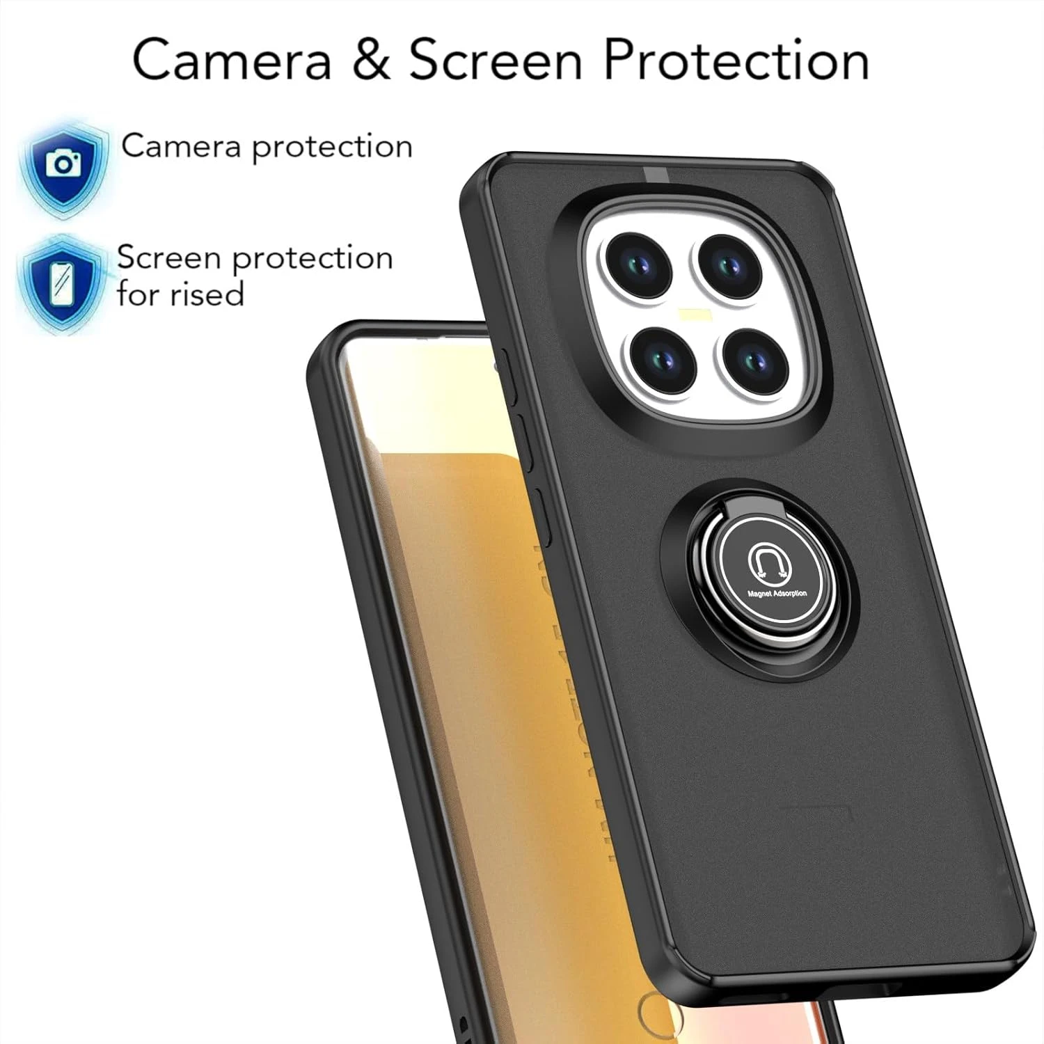 Shockproof Matte Case with Magnetic Stand and Ring Holder