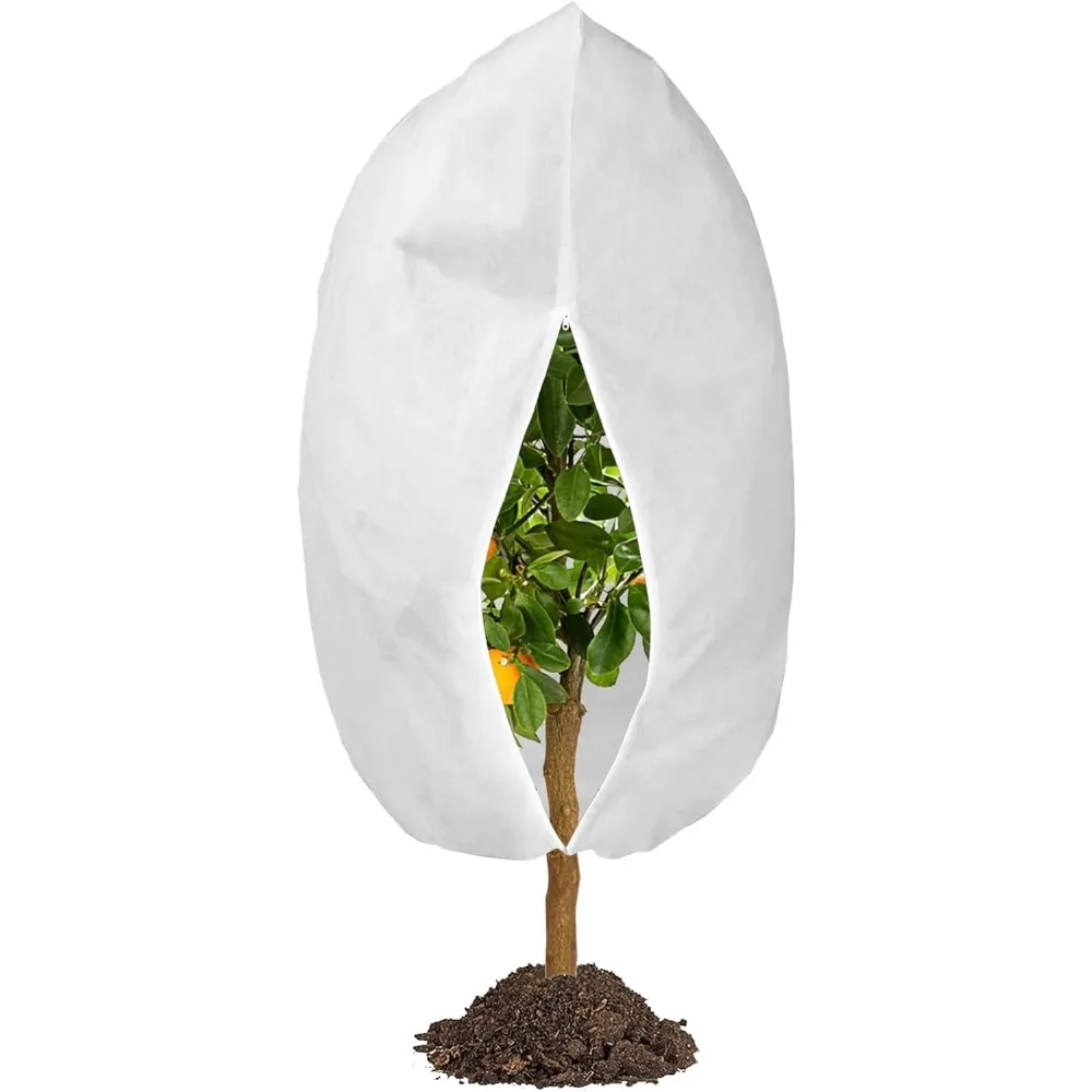 Ochraniacze na rośliny przed mrozem, krycia przeciw mrozowi, kocie pokrowce na rośliny zewnętrzne z zamkiem błyskawicznym i sznurkiem do sznurowania, na krzewy i rośliny doniczkowe w zimie.