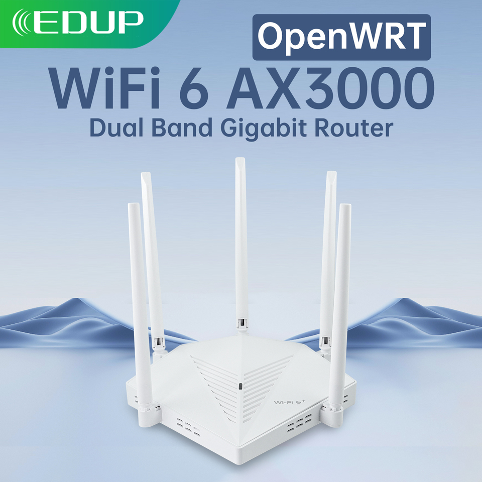 EDUP  RT2980 AX3000 OpenWRT 3000Mbps Dual Band 2.4/5GHz Gigabit WIFI6 Router 802.11AX MIMO EasyMesh Wide Signal Range Router