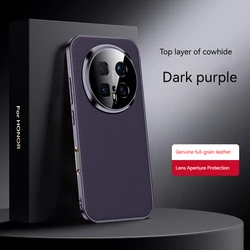 Luxurious Leather Lychee Pattern Phone Case with Fully Wrapped Lens and Anti - Drop Protection for Honor Magic8 (PURPLE)