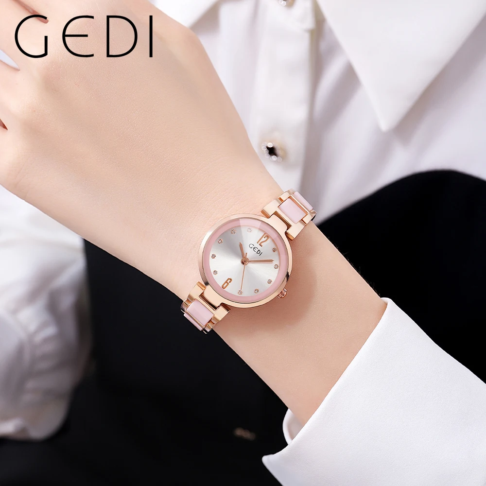 Fashion Ladies Watches Luxury Simulated Ceramics and Stainless Steel Bracelet 30M Water Resistance Quartz Wrist Watch for Women