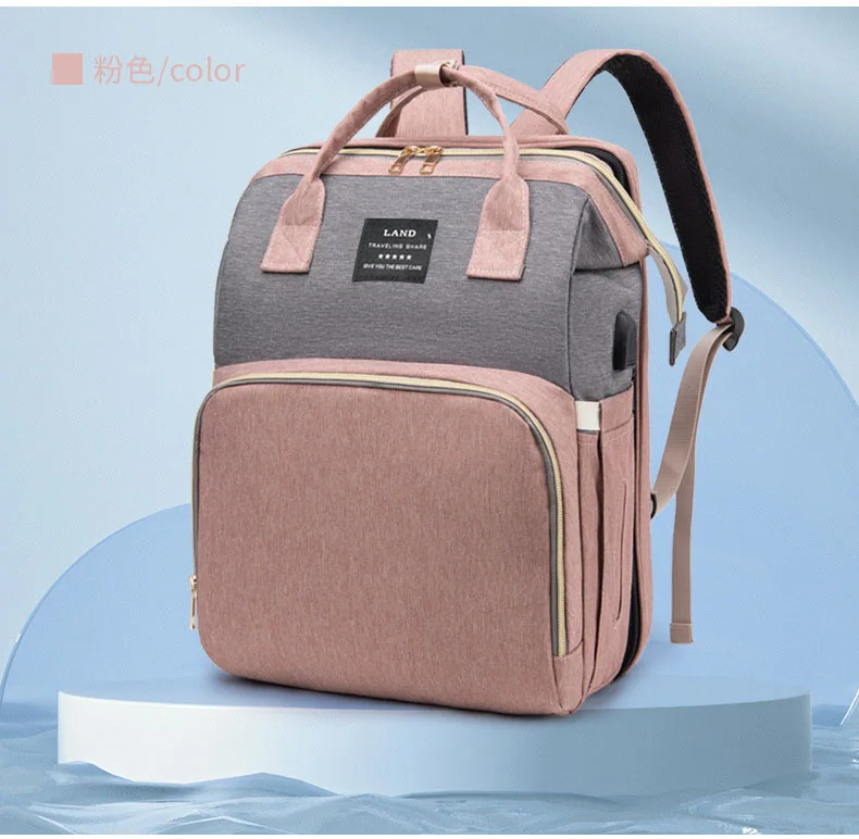 Description Picture 6 of itemMultifunctional Mother and Baby Bag Mom Bag Bottle Backpack 2024 New Folding Sleeping Changing Bag Diaper Backpack