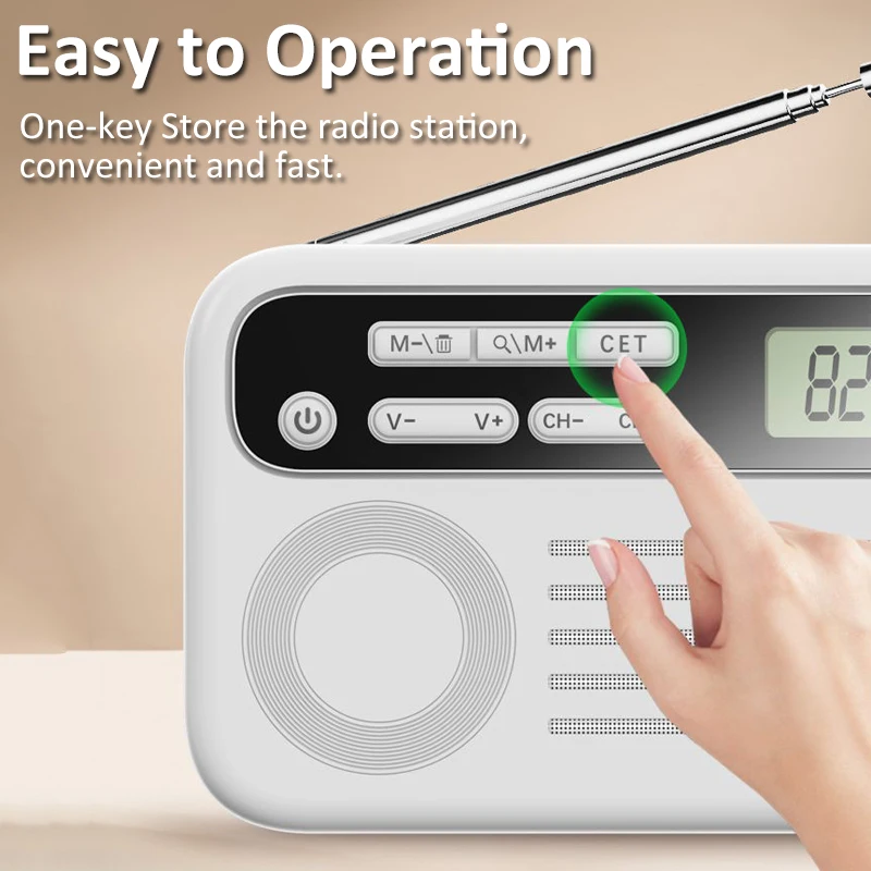 Portable DSP Radio 50-108MHZ Radio Receiver with LCD Display Built-in Speaker Support Power Display 3.5MM Headphone Rechargeable