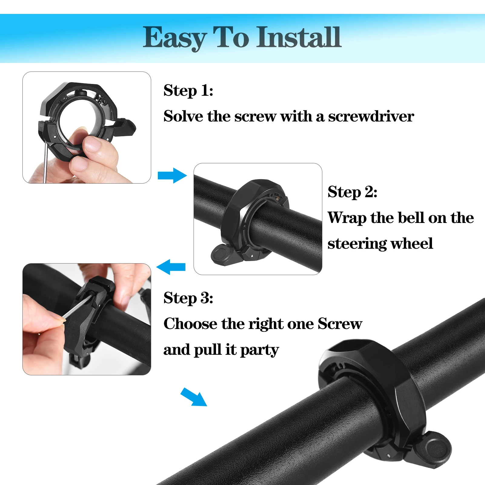 Bicycle Bell Bike Ring Bell with Loud Crisp Clear Sound for Mountain Bike Road Electric