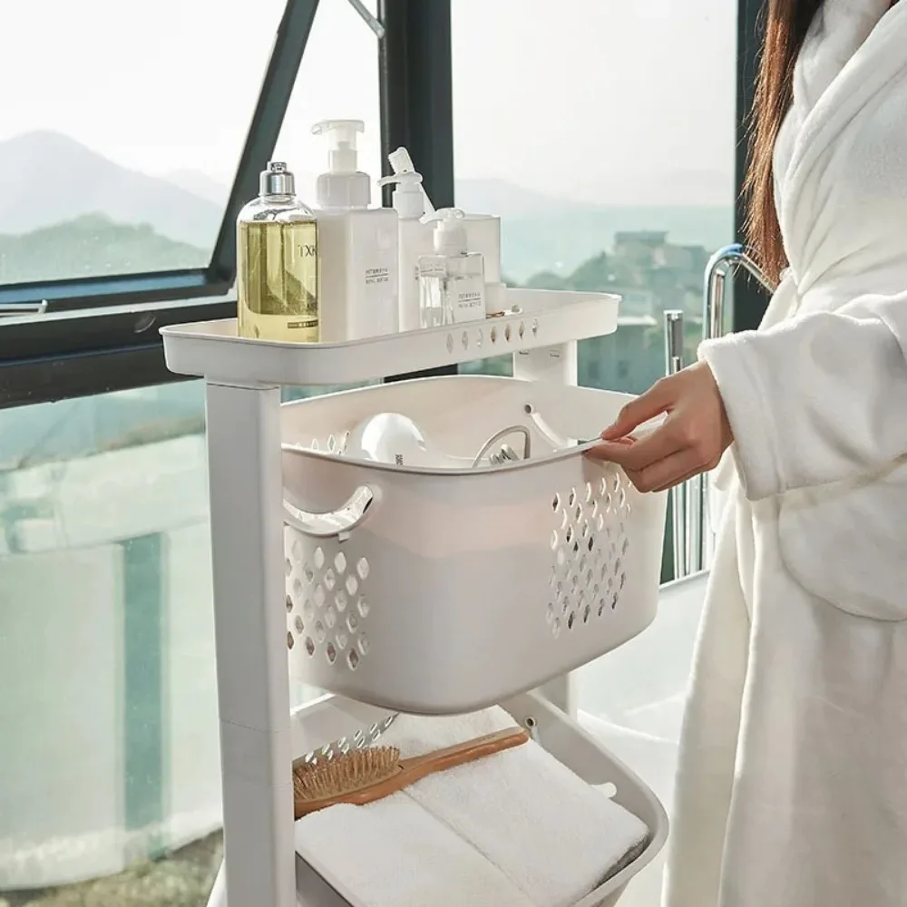 Laundry Hamper 3 Layer Bathroom PP Plastic with Wheel