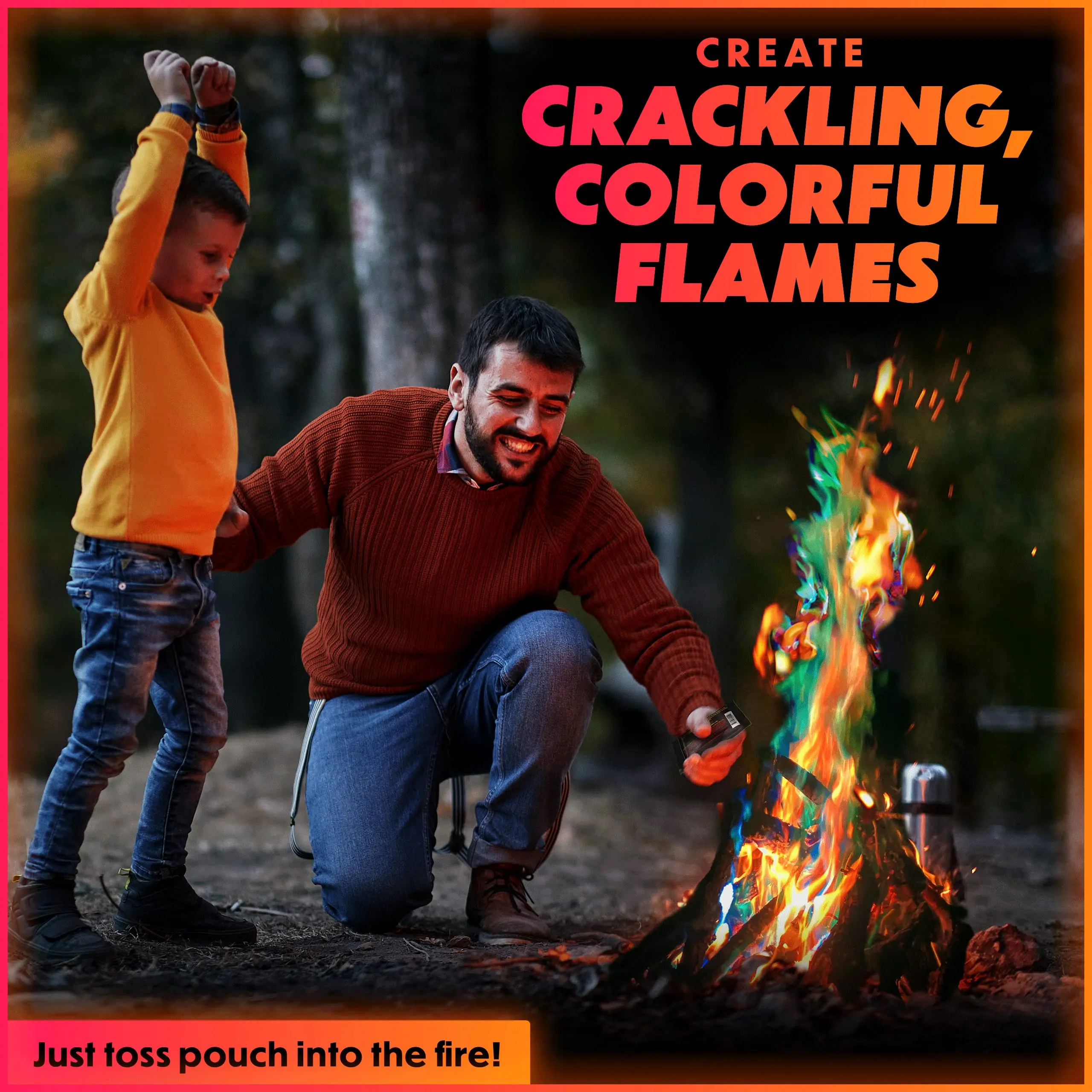 Fire Color Changing Packets for Campfires, Fire Pit, Outdoor Fireplaces-Camping Essentials for Kids & Adults-30g