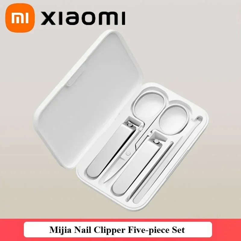 XIAOMI Mijia Nail Clipper Five-piece Set White High-quality Stainless Steel Magnetic Absorption Simple Five-piece Set Portable